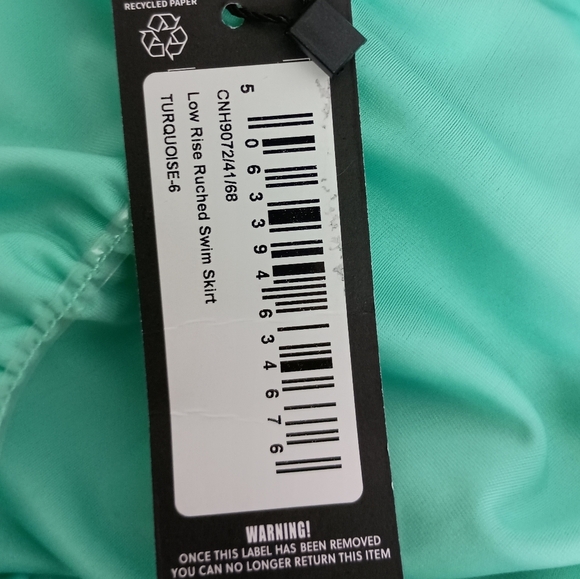 NWT PRETTY LITTLE THINGS Mint Aqua Green Ruched Swim Skirt (#891) - Picture 4 of 7